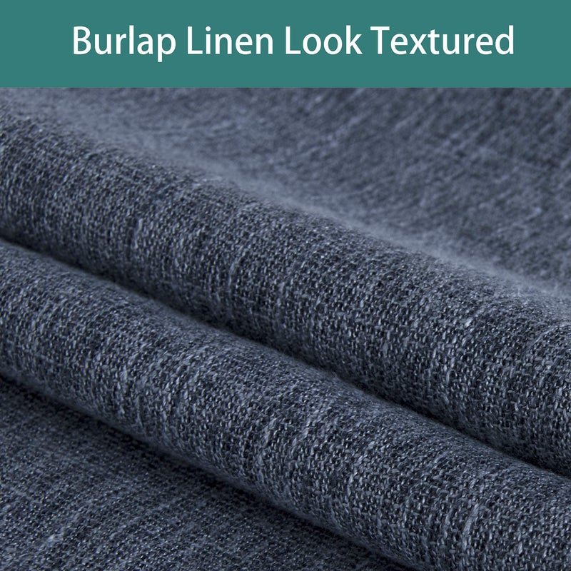 LORDTEX Linen Look Textured Blackout Curtains with Thermal Insulated Liner - Heavy Thick Grommet Window Drapes for Bedroom, 50 x 84 Inches, Blue, Set of 2 Panels - Image 5